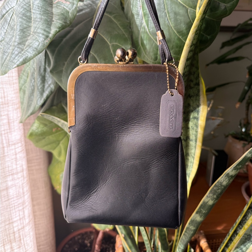 SOLD. Vintage Coach Bonnie Cashin Black Small Double Header Stripe lining ‘60’s